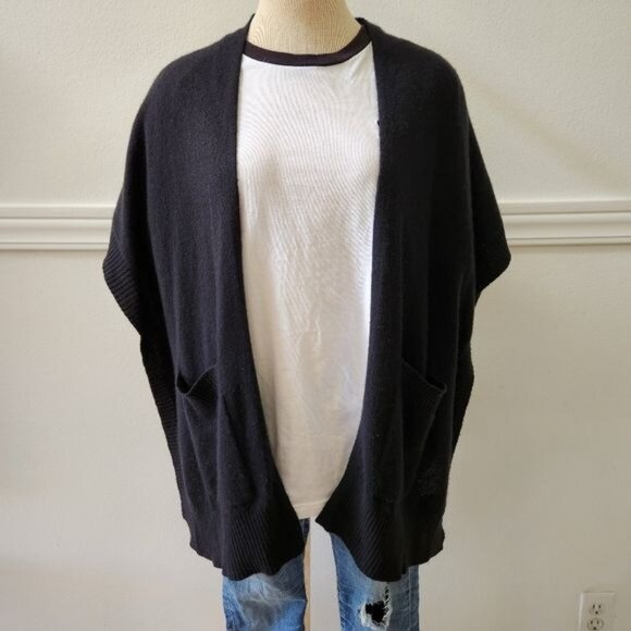 Halogen black Cardigan 100% Cashmere One Size - Picture 5 of 11